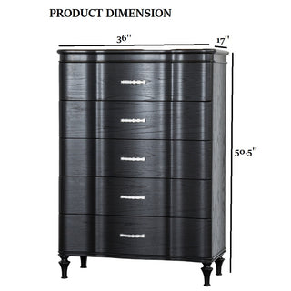 Sunvega Glam Modern Black Nightstand with Curved Front Panels and Turned Wood Leg