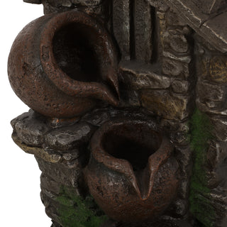 Sunvega Outdoor 4 Tier Faux Stone Waterfall Fountain with LED Lights for Patio