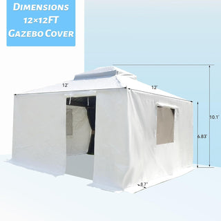 Sunvega Universal Winter Gazebo Cover with Sidewalls and Mesh Windows Waterproof