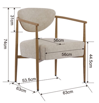 Sunvega Beige PU Leather Soft and Comfortable Chair with Metal Frame for Living Room