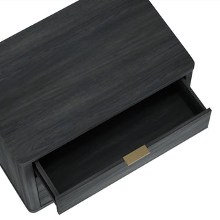 Sunvega Modern Charcoal Gray Nightstand with 3 Full Extension Drawers