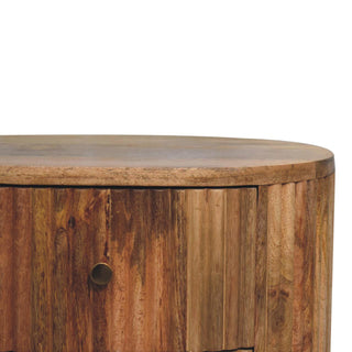 Sunvega Solid Mango Wood 3 Drawer Bedside Table with Oak Finish