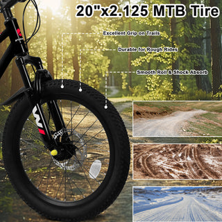 Sunvega 20 Inch 7-Speed Mountain Bike for Boys and Girls Ages 6-12 with Front Suspension