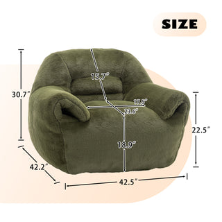 Sunvega Faux Fur Bean Bag Sofa Chair with Back Support and Footstool for Adults