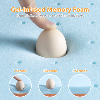 Sunvega 3 Inch Copper and Gel Memory Foam Mattress Topper for Twin Size Bed
