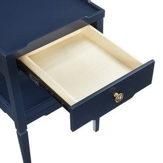 Sunvega Foley White 1-Drawer Nightstand with Gold Pull and Geometric Top