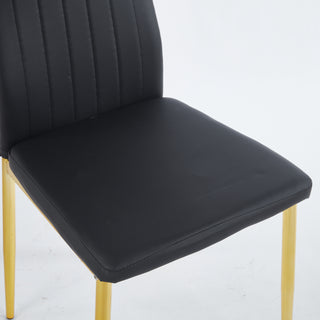 Sunvega Golden Legs and Black Seat Comfortable Durable Dining Chair Set of 4