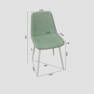 Sunvega Modern Linen Padded Dining Chairs with Sturdy White Metal Legs