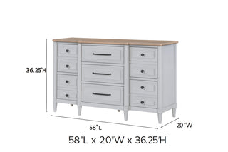 Sunvega Cement and Sand Mindi Veneer Teen Dresser with Seven Drawers