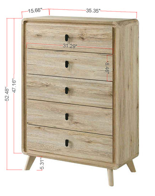 Sunvega Mid-century Style Nightstand with Two Drawers and Warm Wood-inspired Finish