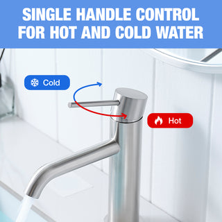 Sunvega Brushed Nickel Single Hole Waterfall Bathroom Sink Faucet with Single Handle