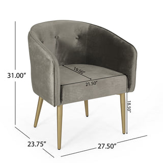 Sunvega Modern Glam Dining Arm Chair with Velvet Upholstery and Button Tufted Back