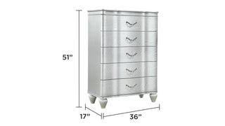 Sunvega Silver Landmark Traditional Style 5-Drawer Chest With Metal Pulls