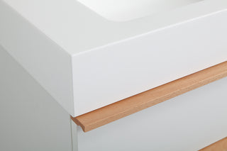 Sunvega White Wall Mounted Bathroom Vanity with Integrated Acrylic Sink and Soft-Close Drawers