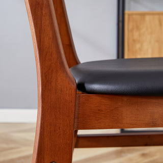 Sunvega Solid Wood Dining Chair with Upholstered Seat and PU Cushion for Restaurant