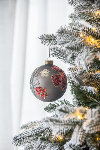 Sunvega Glass Glitter Painted Christmas Ball Ornaments Set of 12 for Holiday Decor