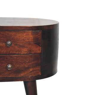 Sunvega Light Walnut Solid Mango Wood Bedside Table with Two Drawers