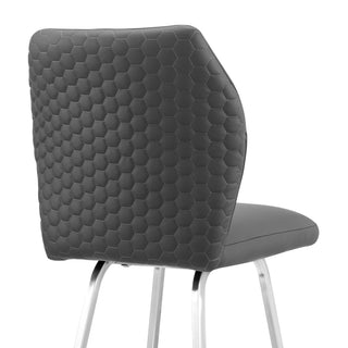 Sunvega Gray Faux Leather Counter Stool with Brushed Stainless Steel Frame 26 Inch