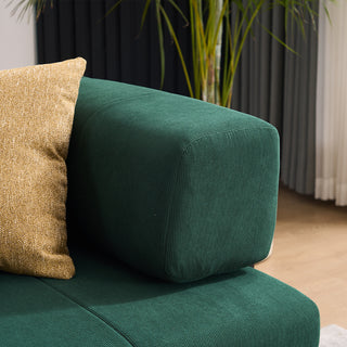 Sunvega High Quality Corduroy Folding Sofa Bed with 2 Pillows and Foam Spring Mattress