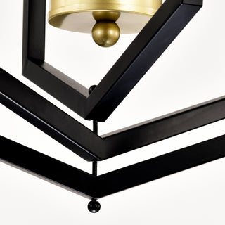 Sunvega 4-Light Matte Black and Gold Modern Industrial Chandelier for Dining Room