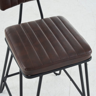 Sunvega Industrial Vintage PU Leather Bar Stools Set of 2 with Backrest
