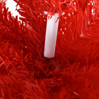 Sunvega Pencil Artificial Xmas Tree with Faux Snow Flocked Full Branch Tips Flame-retardant