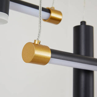 Sunvega Modern Minimalist Chandelier with Sand Black Aluminum Body and Acrylic Ring