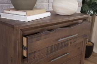 Sunvega Hand-Stained Mocha Pine Wood 2-Drawer Nightstand with Antique Silver Hardware
