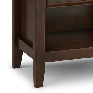 Sunvega Handcrafted Solid Wood Russet Brown Bedside Table with Two Drawers
