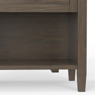 Sunvega Handcrafted Solid Wood Smoky Brown Bedside Table with Drawer and Storage