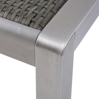 Sunvega Silver Gray Anodized Aluminum Faux Wood Square Patio Dining Table