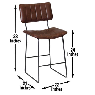 Sunvega Mid-Century Modern Counter Stool with Metal Frame and Shaped Seat