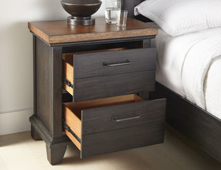 Sunvega Rustic Farmhouse Nightstand with Two Ultra-Deep Planked Drawers