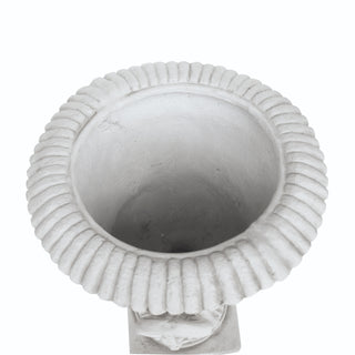 Sunvega Roman Design Concrete Chalice Urn Planter with Botanical Accents for Garden