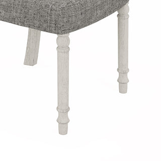 Sunvega Set of 2 White Frame Gray Linen Upholstered Dining Side Chairs