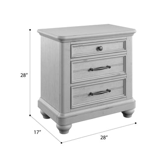 Sunvega Coastal Farmhouse Gray 3-Drawer Nightstand with USB Charging Port