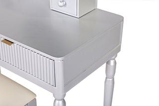 Sunvega Elegant Vanity Desk with Sunflower Mirror Height-Adjustable Dressing Table Set