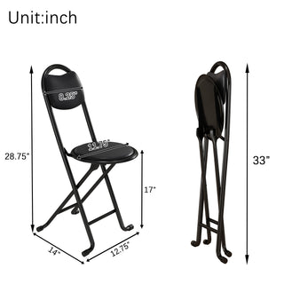 Sunvega Durable Steel Folding Stool with Back and Padded Cushion for Indoor Outdoor