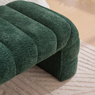 Sunvega Modern Upholstered Armless Bed Bench with Channel Tufted Chenille Ottoman for Living Room