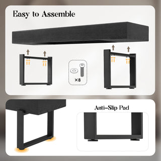 Sunvega 59" Modern Black MDF Bench with Metal Legs for Entryway and Bedroom