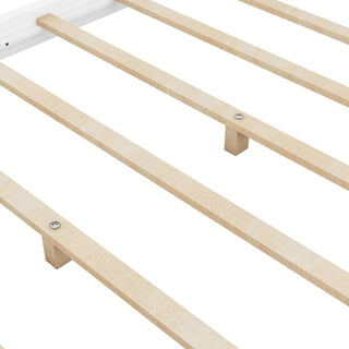 Sunvega White Queen Size Canopy Platform Bed with Support Legs and Sturdy Frame