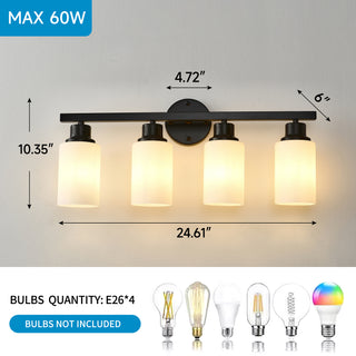 Sunvega Matte Black Wall Sconce with White Glass Shades for Bedroom Living Room