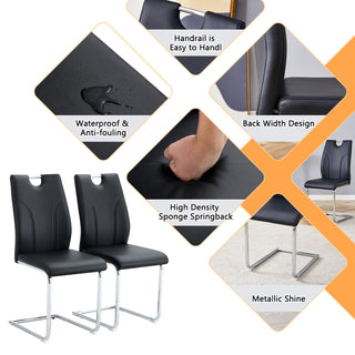 Sunvega White PU Dining Chair Set with Silver Metal Legs and High Resilience Sponge Filling