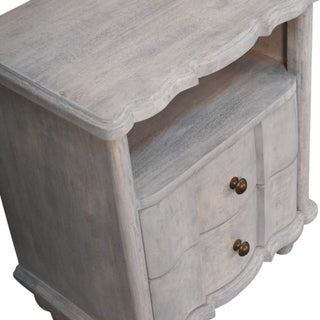 Sunvega Solid Mango Wood Bedside Table with 2 Drawers and Shelf