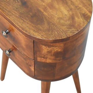Sunvega Solid Mango Wood Nightstand with 2 Drawers and Nordic Legs