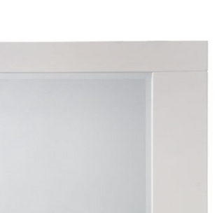 Sunvega White High Gloss Finish Mirror with Beveled Edge and Rubberwood Frame