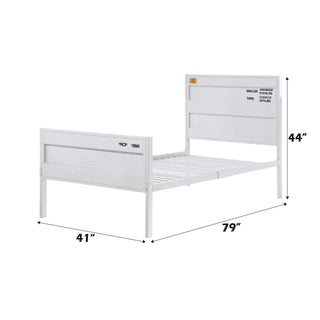 Sunvega Cargo White Finish Full Metal Bed with Recessed Panels and Container Lock