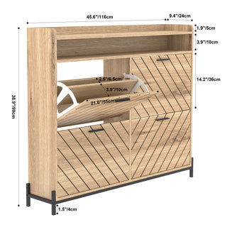 Sunvega Modern Rustic Wooden Flip Drawer Shoe Cabinet with Hidden Storage
