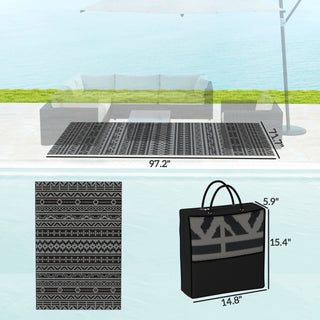 Sunvega Reversible Outdoor Rug with Protective Coating and Strap Stakes for Patio