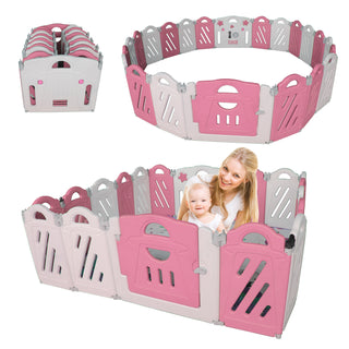 Sunvega Adjustable Shape Baby Playpen with Safety Lock Gate and Playboard Toys